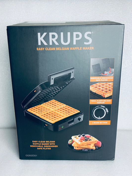 New Other Krups 4 Slice Stainless Steel Belgian Waffle Maker W/ 5 Browning Level