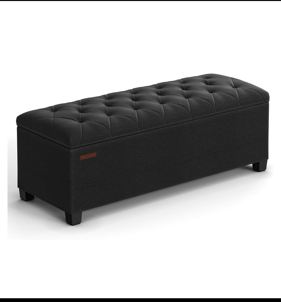 New Open Box SONGMICS 43" Storage Ottoman Bench/Foot Rest With Legs, Ink Black