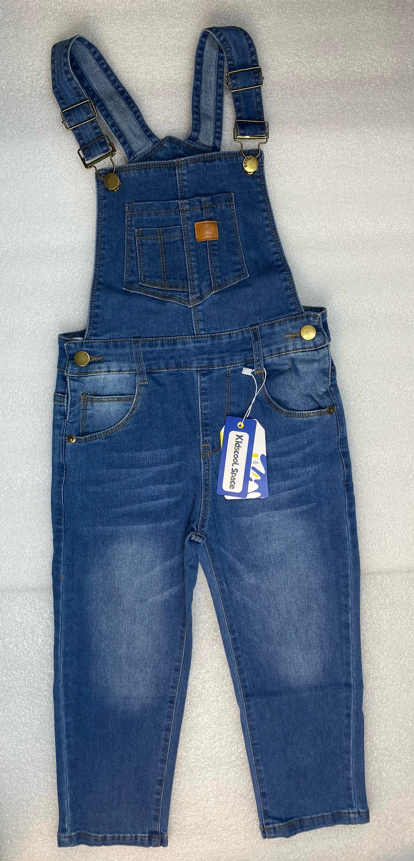 New Kidscool Space Size 5-6 Child Denim Slim Pants Jeans Overalls, Light Blue