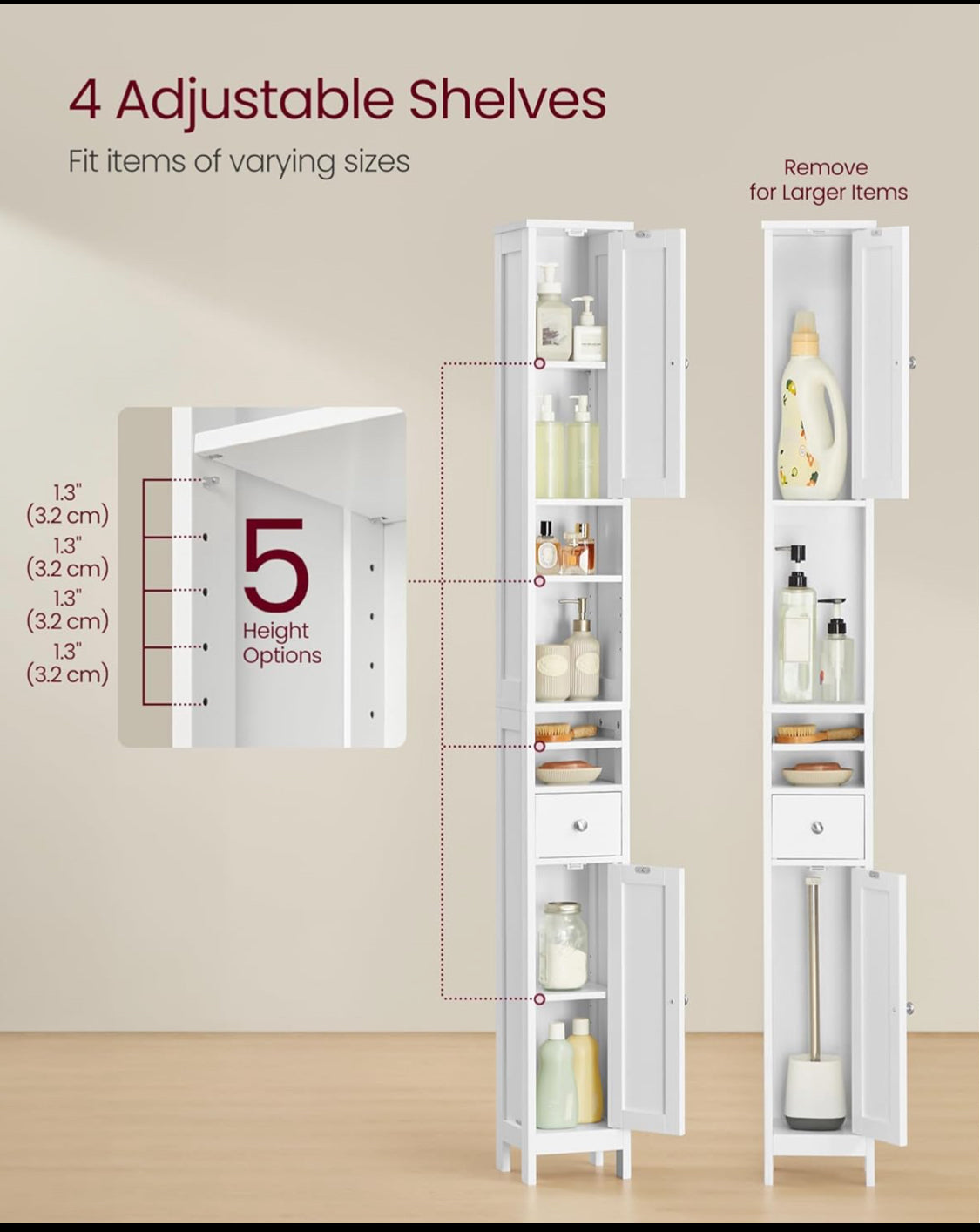 New Other VASAGLE 70.9” Tall Freestanding Floor Storage Cabinet, Cloud White