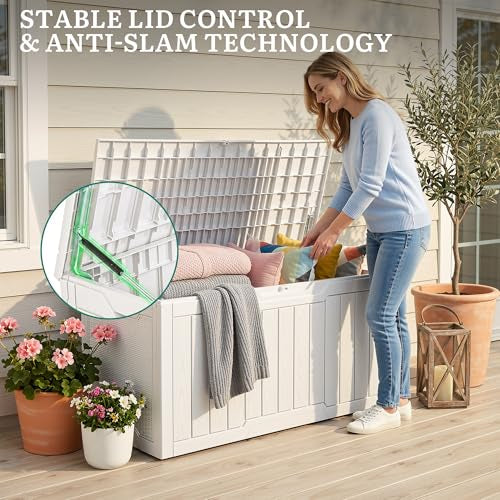 New Other YITAHOME 100 Gallon Large Resin Outdoor Deck Storage Box, White