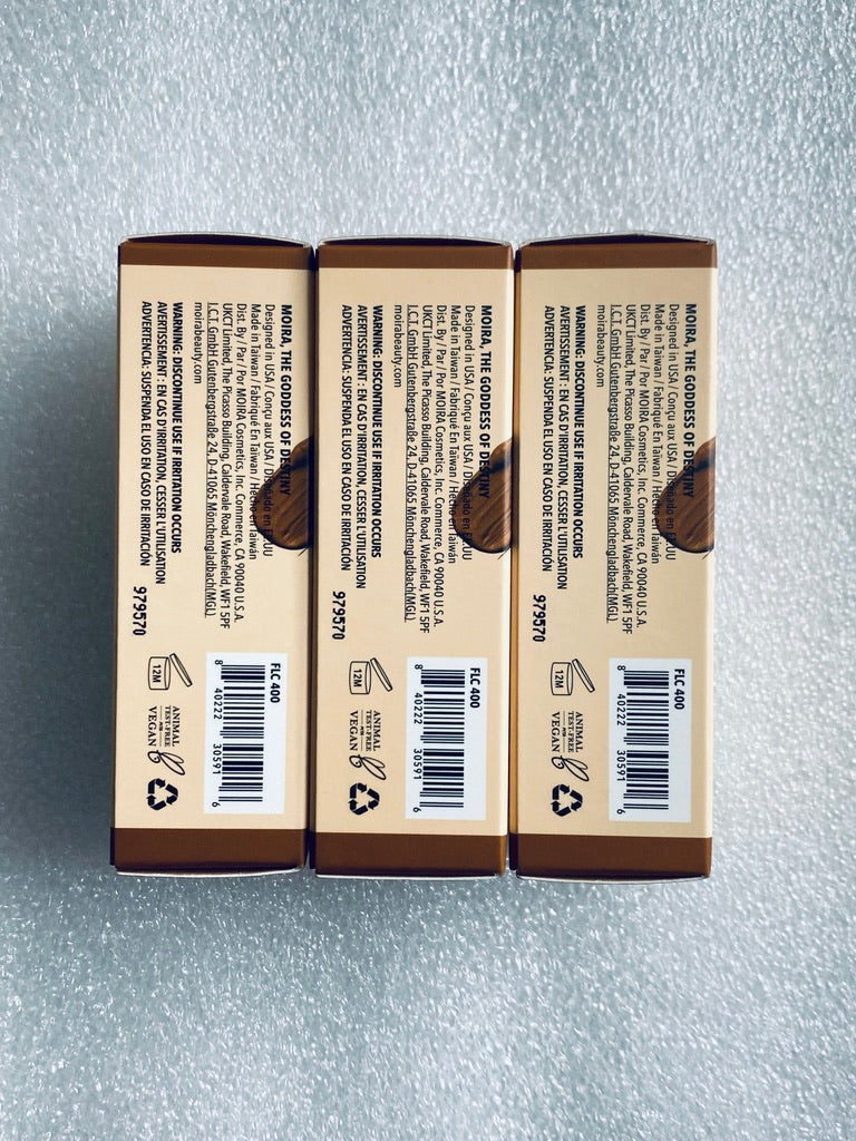 Lot Of 3 - New Moira Face Sculpt Liquid Contour 400 Cocoa, 0.18 oz. Each