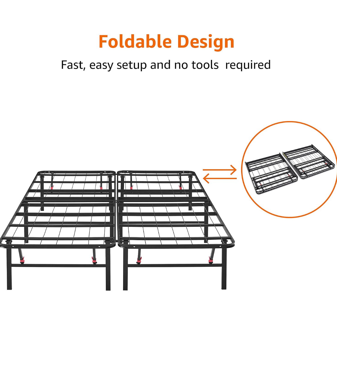 New Other Amazon Basics King Size 14” Foldable Metal Platform Bed Frame, Black