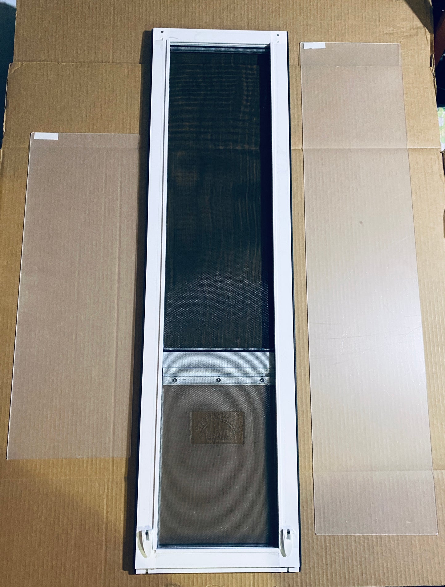 New Open Box - Mesh Sliding Patio Pet Door (V2) + Clear Weather Resistant Panel