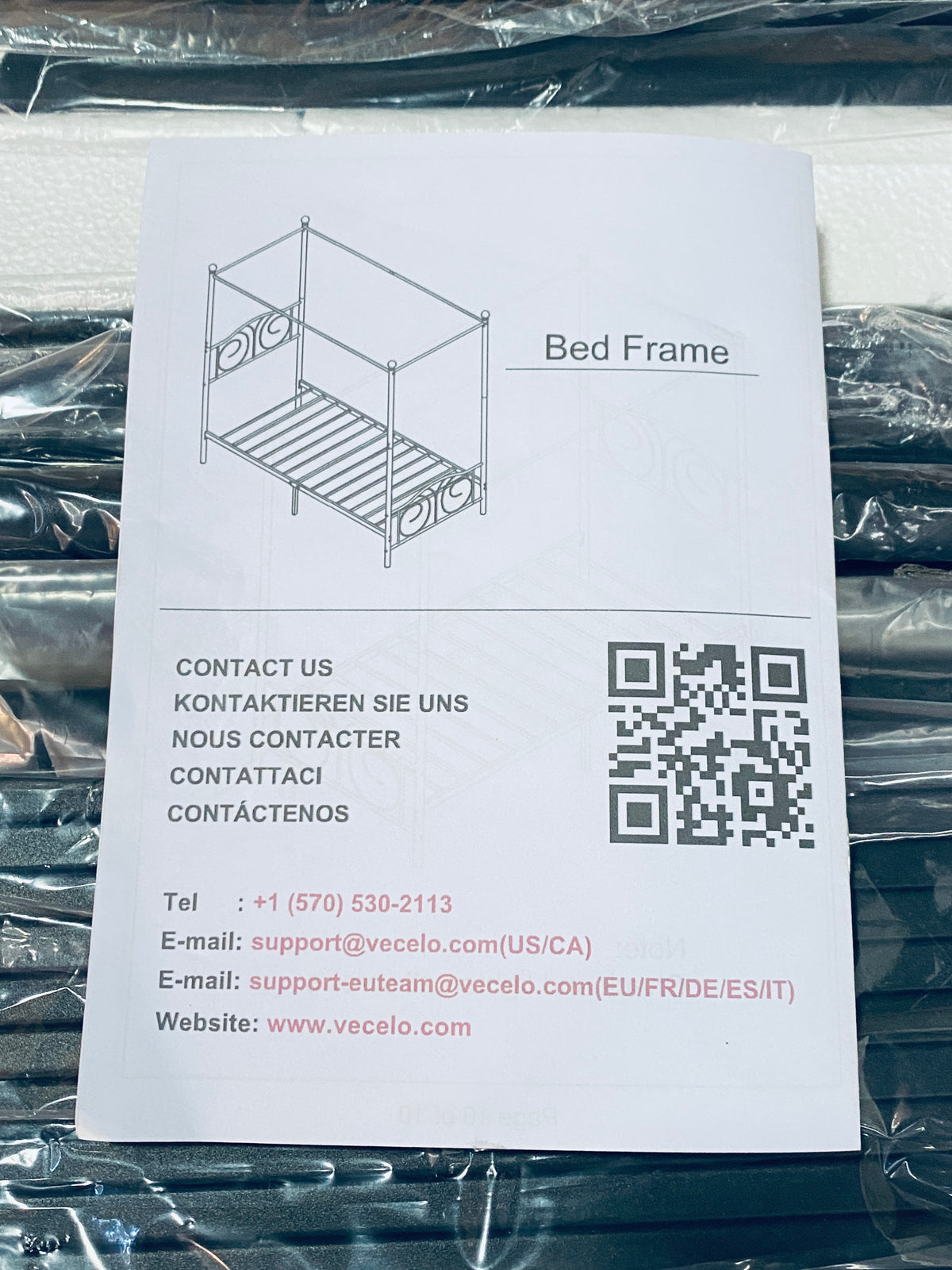 New Open Box Vecelo Twin Metal Canopy Bed Frame With Headboard, Black