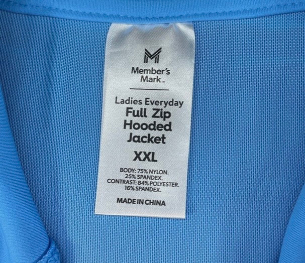 New Members Mark Ladies Everyday Moisture Wicking Full Zip Hooded Performance Jacket XXL, Blue Hills