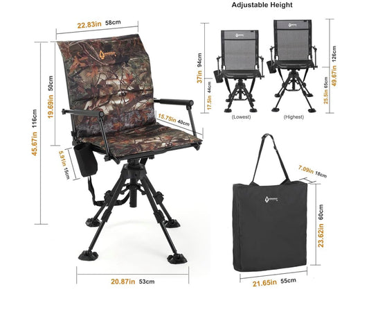 New Other ARROWHEAD OUTDOOR Wide Folding 360° Mesh Hunting Swivel Blind Chair