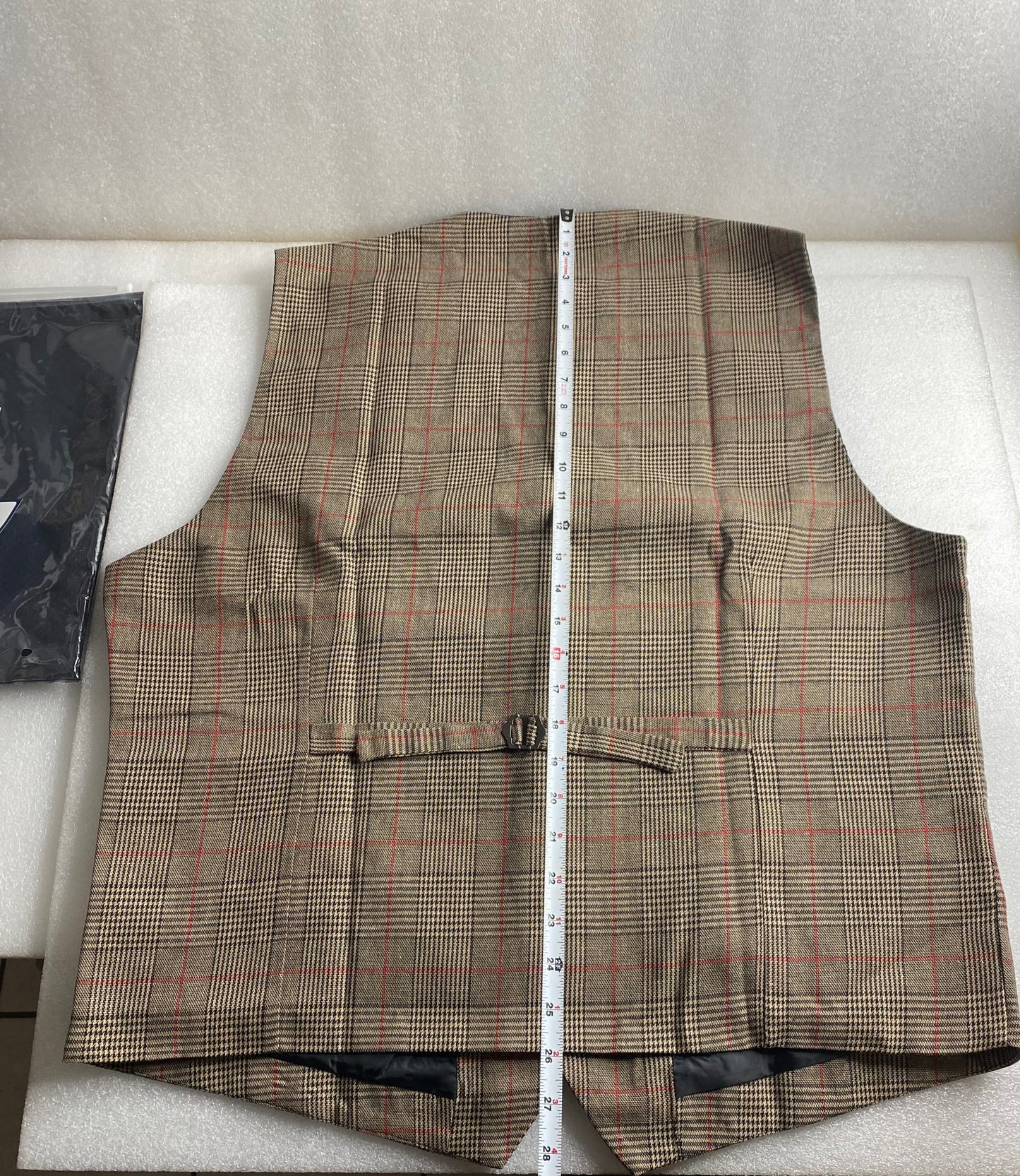 New Cloudstyle Men's Vintage Suit Vest Plaid Tweed Casual Waistcoat Marron 2XL