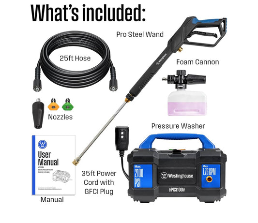 Westinghouse Electric 2100 PSI&1.76 GPM Pressure Washer W/ Built-in Carry Handle