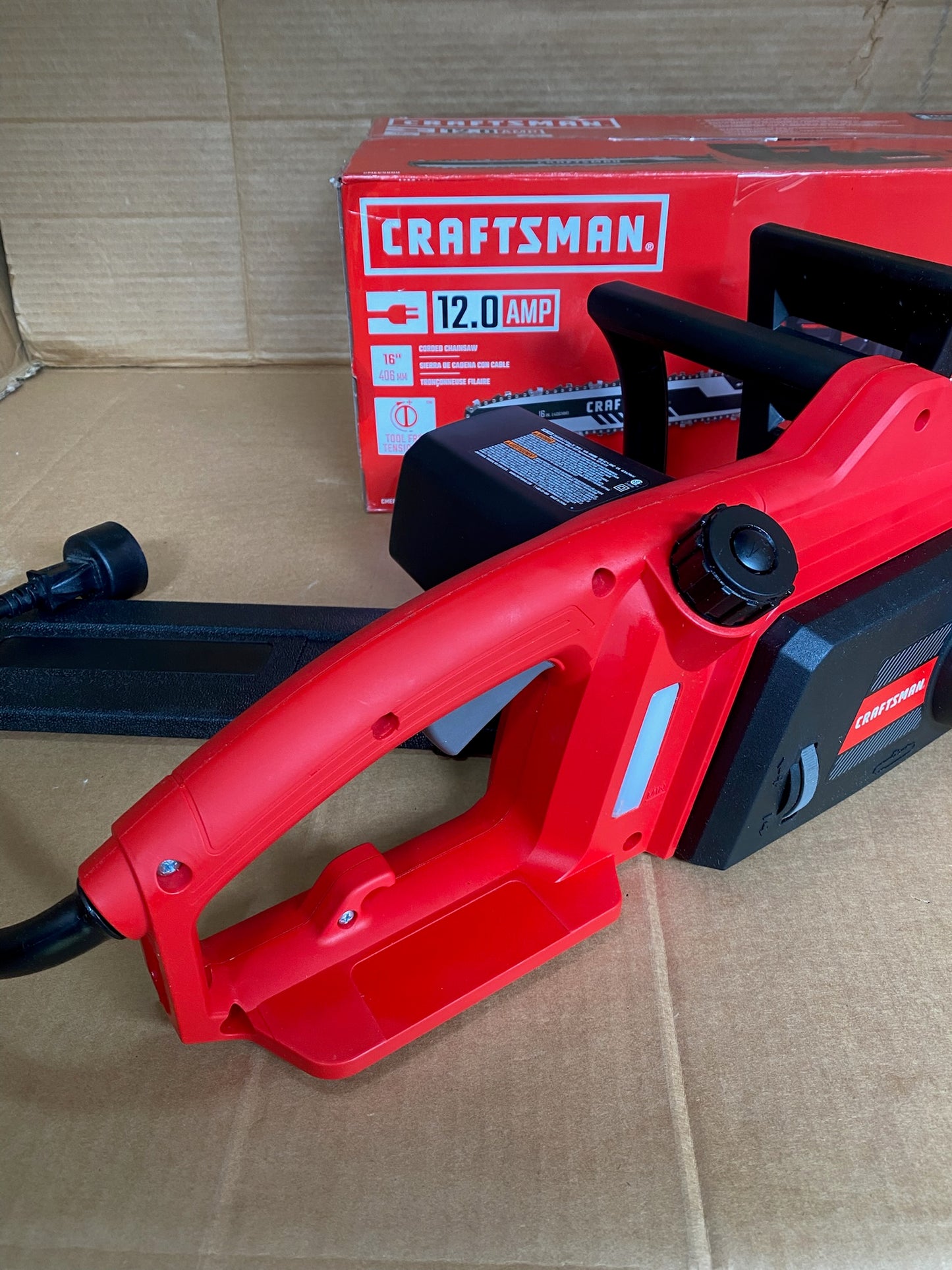 CRAFTSMAN 16" 12 Amp Electric Corded Chainsaw, Red/Black