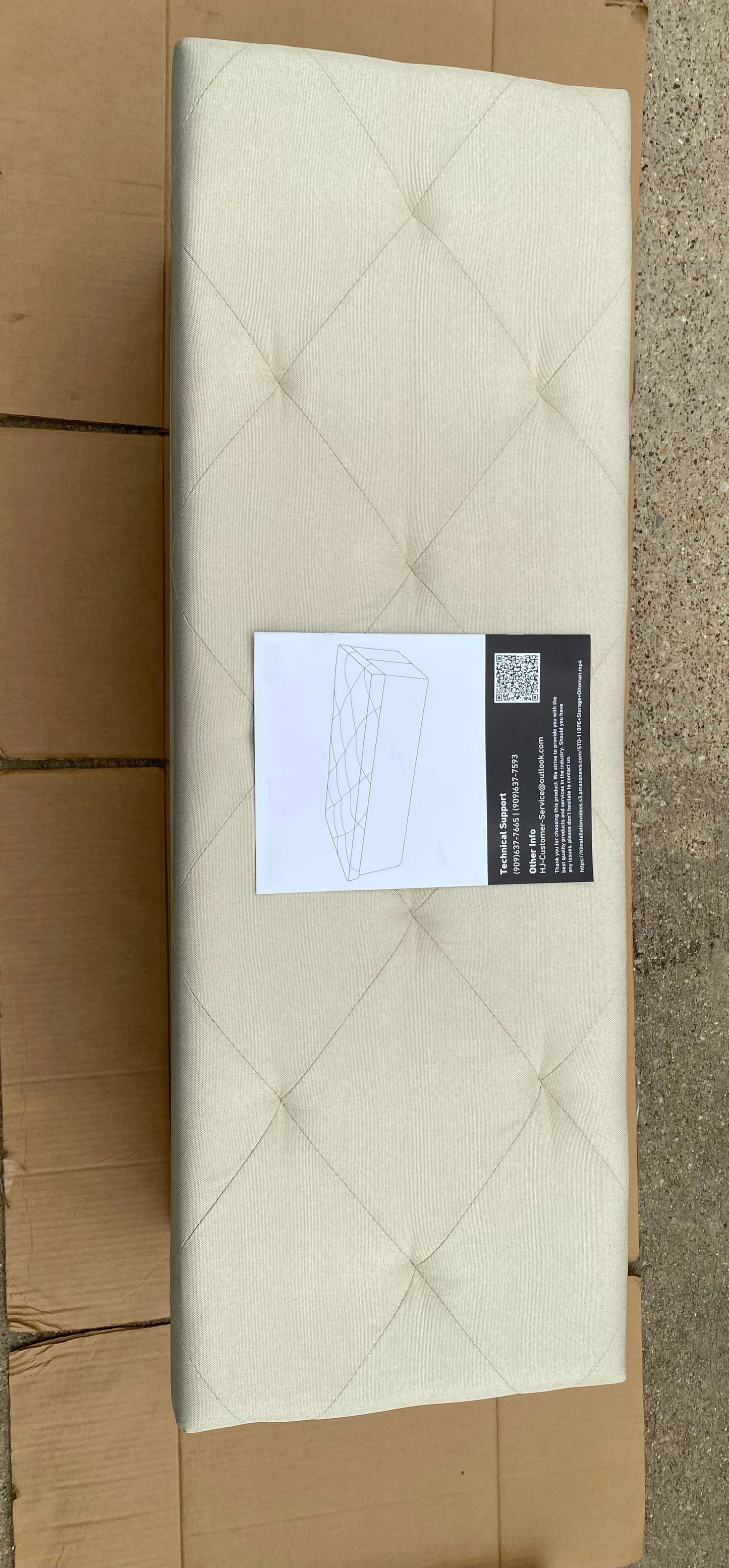New Open Box NEWBULIG 43” Folding Storage Ottoman Bench, Beige
