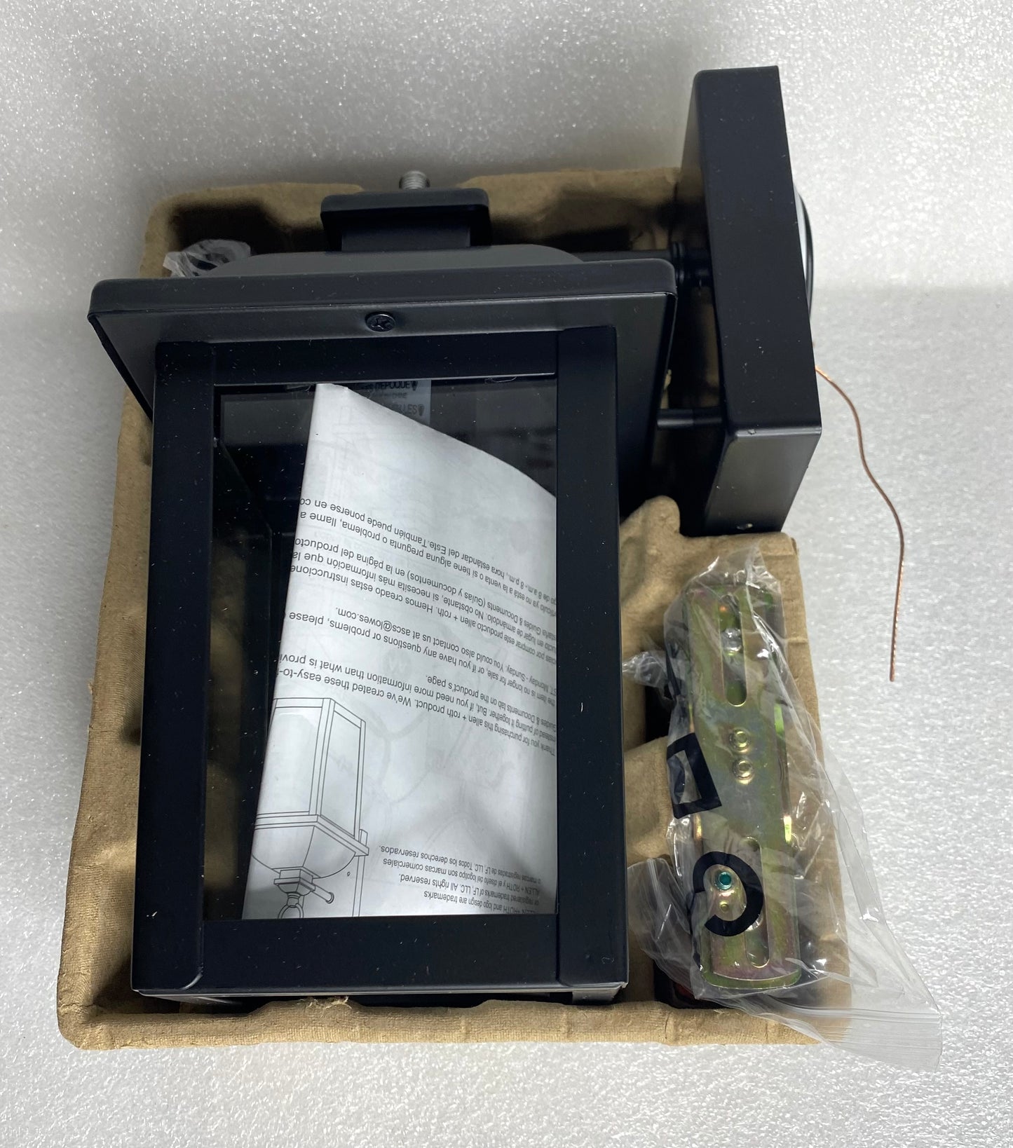 new Other-allen + roth Belford 11.4” H Hardwired Outdoor Wall Light, Matte Black
