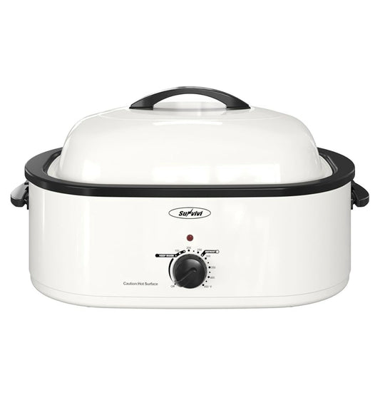 New Sunvivi 26 Qt Electric Roaster Oven W/ Glass Lid & Cool-Touch Handles, White