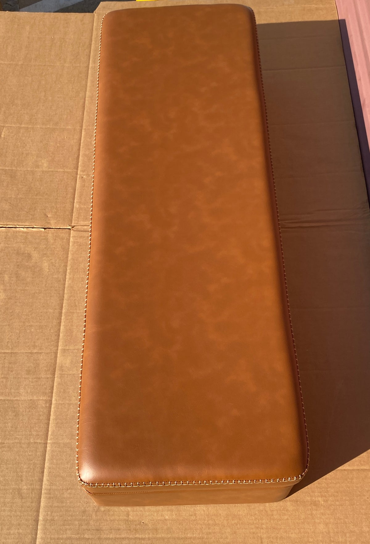 VASAGLE EKHO Collection Storage Ottoman Bench With Steel Legs, Caramel Brown