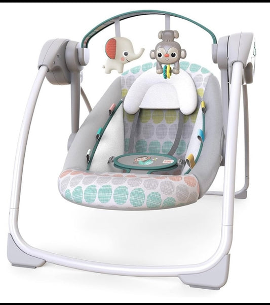 Bright Starts Automatic 6-Speed Portable Baby Swing, Whimsical Wild