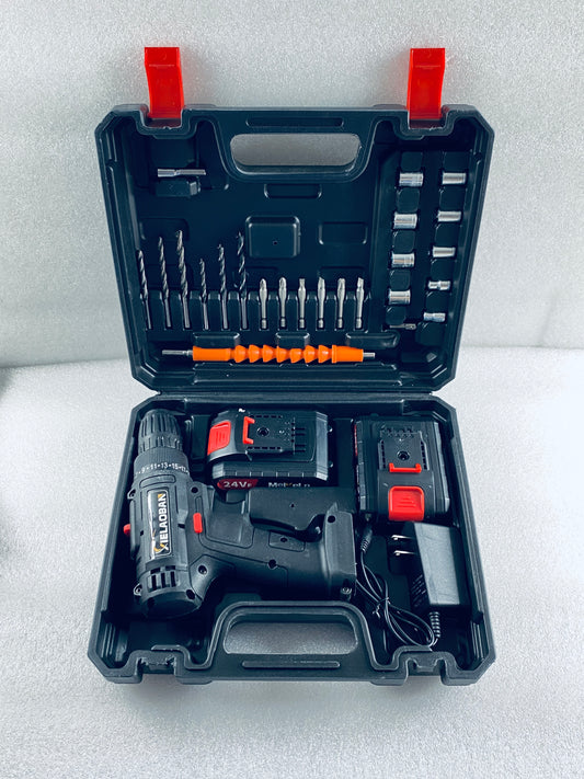 New Other Xielaoban Hammer Drill With (2) Rechargeable 24V Batteries & Bits Kit