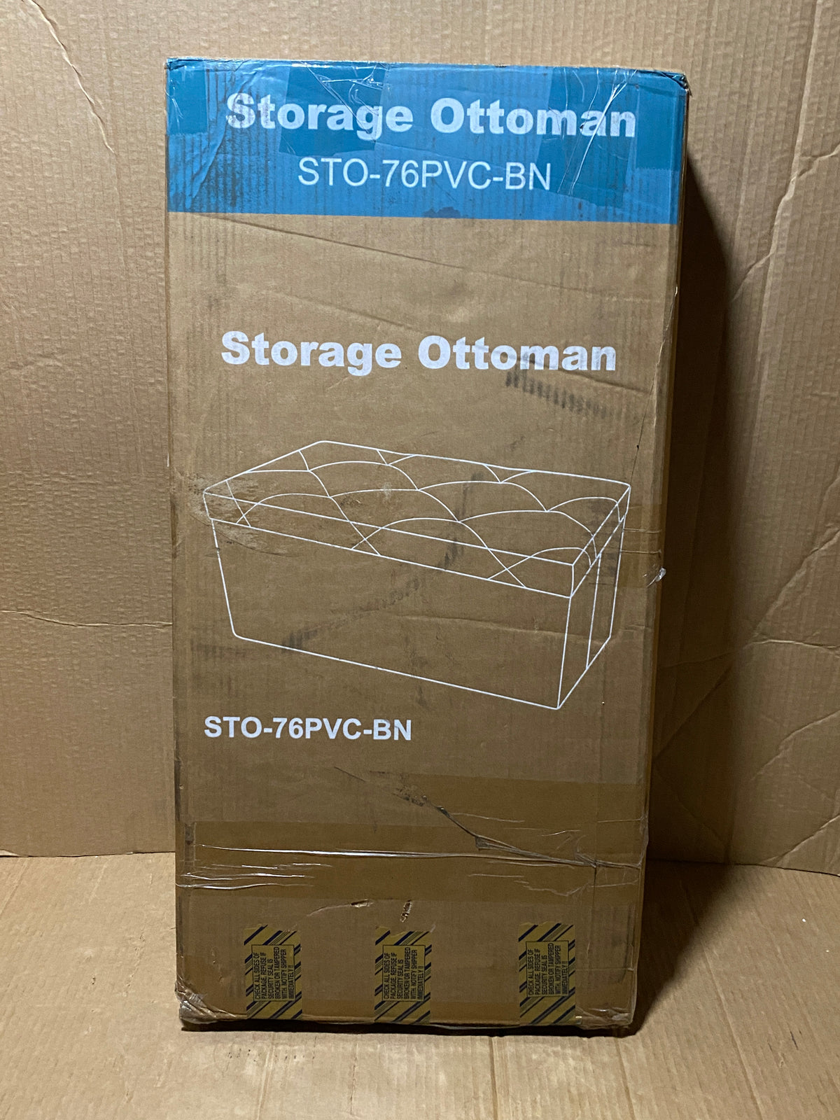 New Open Box SONGMICS 43.3" Folding Storage Ottoman Bench, Coffee Brown