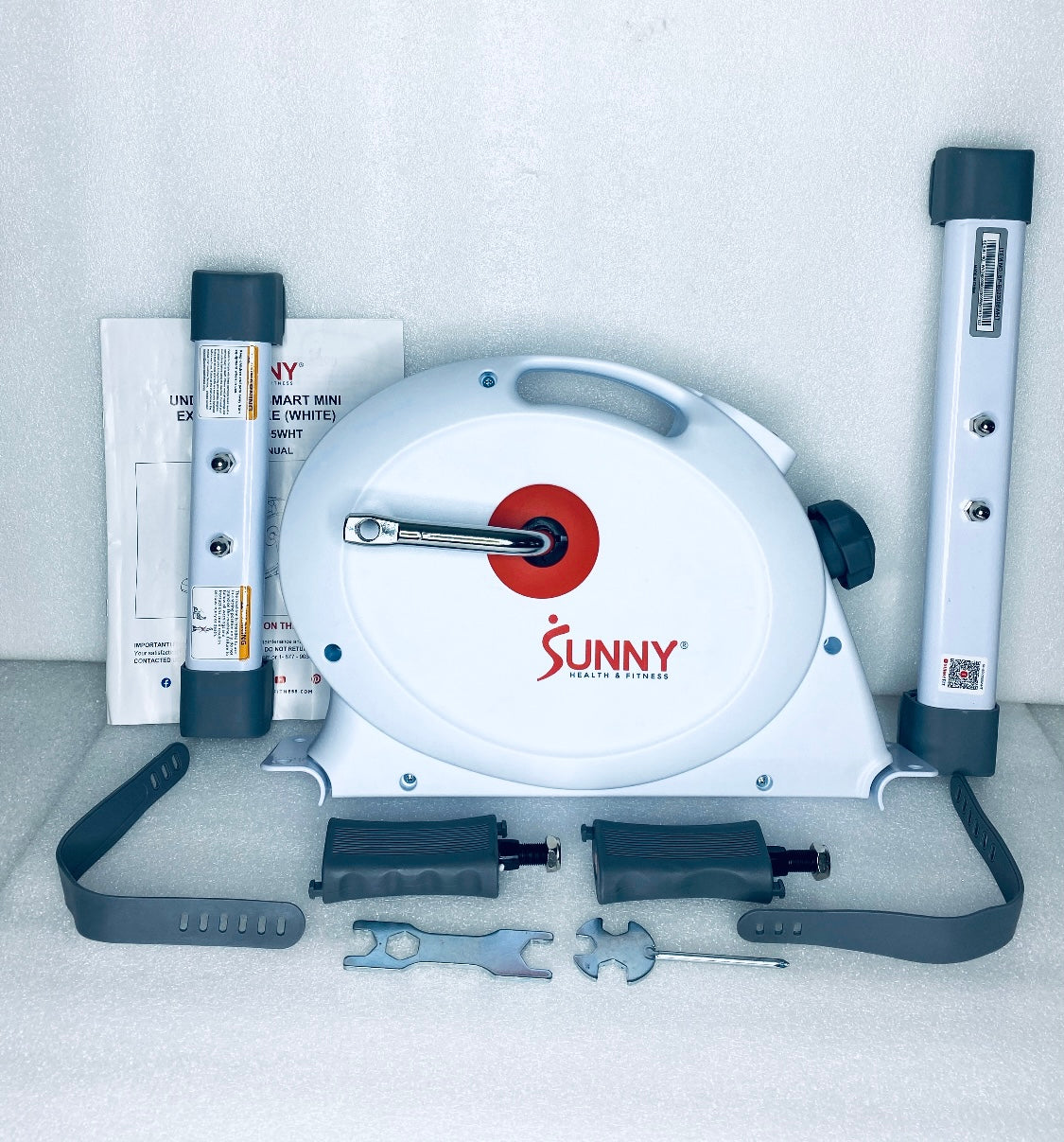 New Other Sunny Health & Fitness White Smart Mini Exercise Bike With Bluetooth