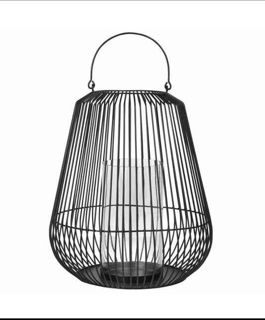 New - Blomus 18” W x 21” H 65757 Nidea Iron Lantern, Matte Black Textured