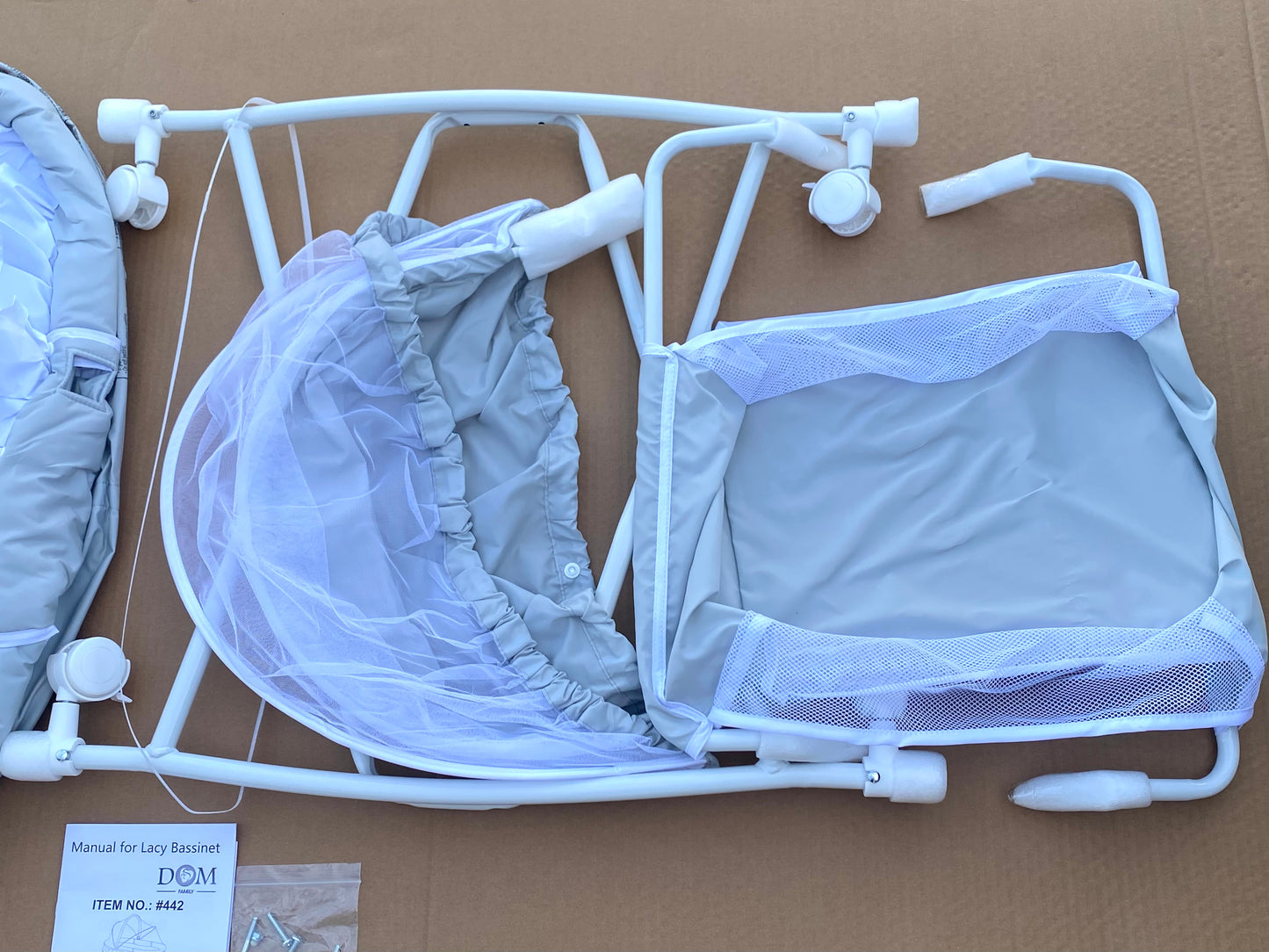 new Other - Dream Of Me Portable 2-In-1 Lacy Bassinet, Light Gray