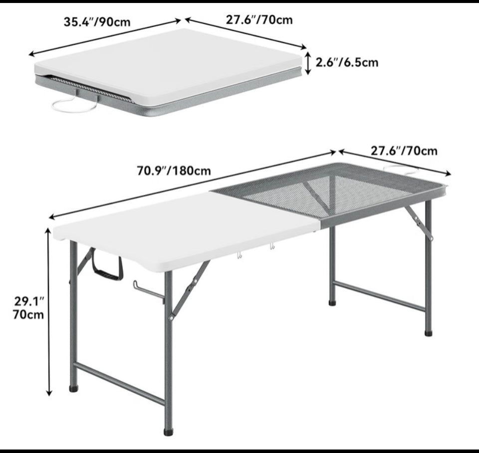 YITAHOME 2-In-1 Metal & Plastic Folding Table For Outside Grilling - (READ)