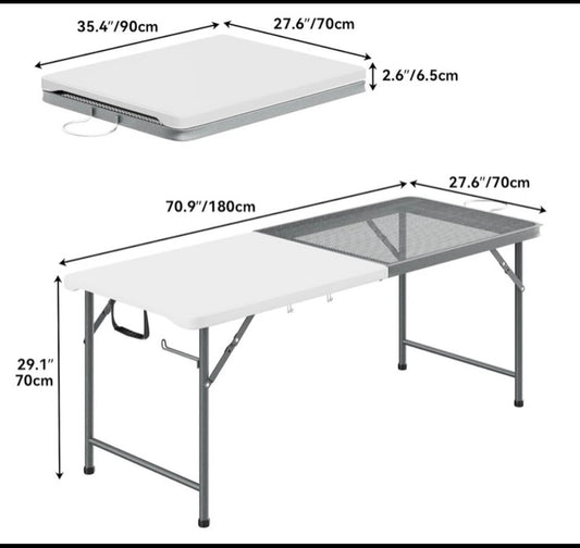 YITAHOME 2-In-1 Metal & Plastic Folding Table For Outside Grilling - (READ)