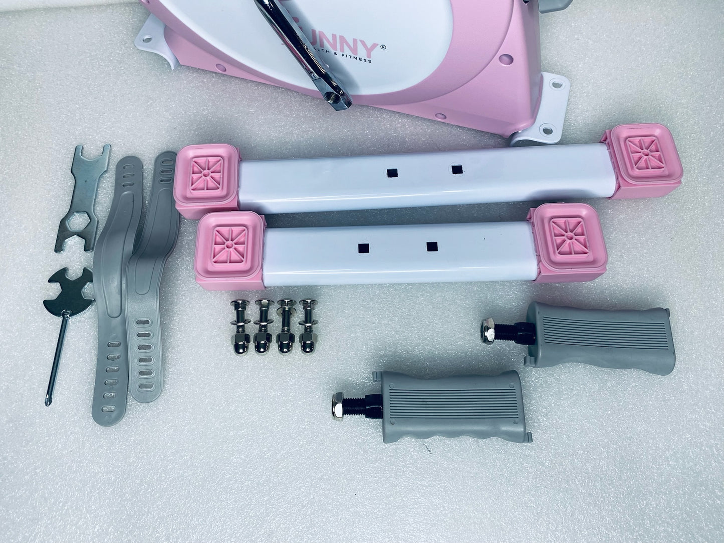 New Other Sunny Health & Fitness Under Desk Smart Mini Exercise Bike, Pink/White