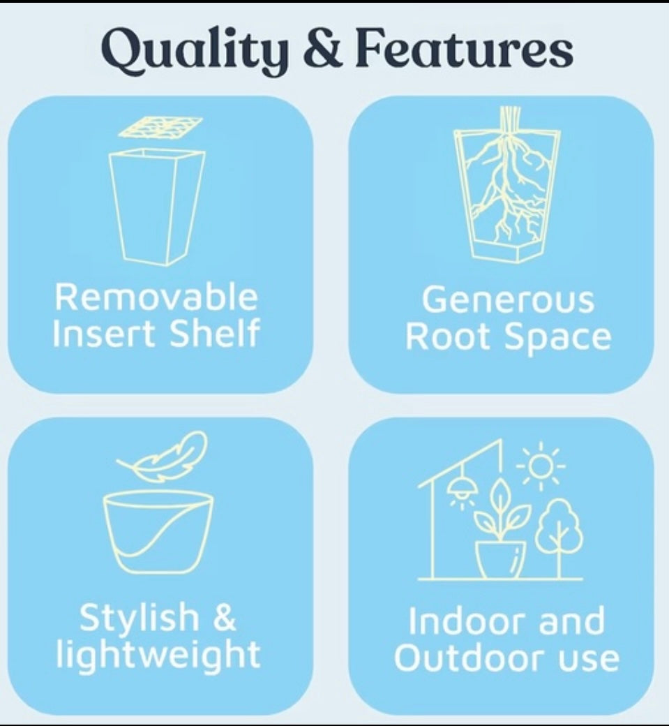 New (Set Of 2) Lifemaster 30” Heavy-Duty Indoor/Outdoor Large Planters, White