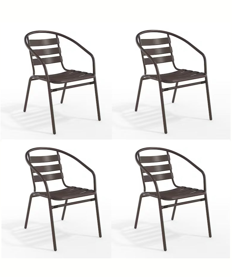 Set Of 4-New Other Flash Furniture Lila Bronze Metal Restaurant Stackable Chairs