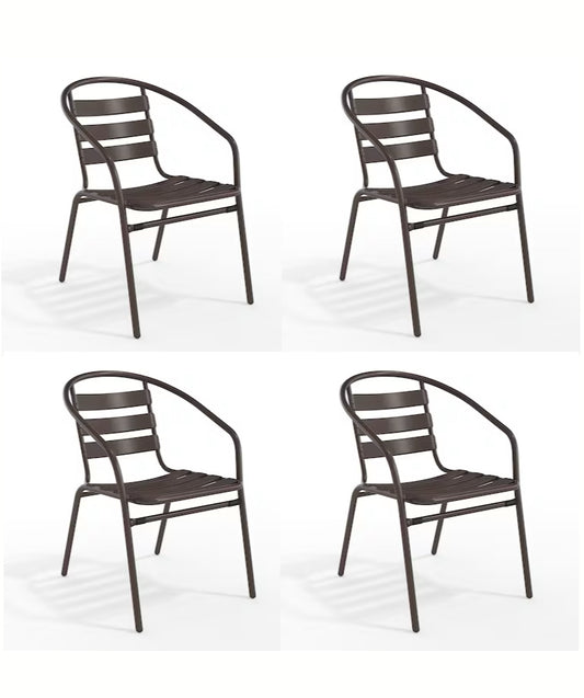 Set Of 4-New Other Flash Furniture Lila Bronze Metal Restaurant Stackable Chairs