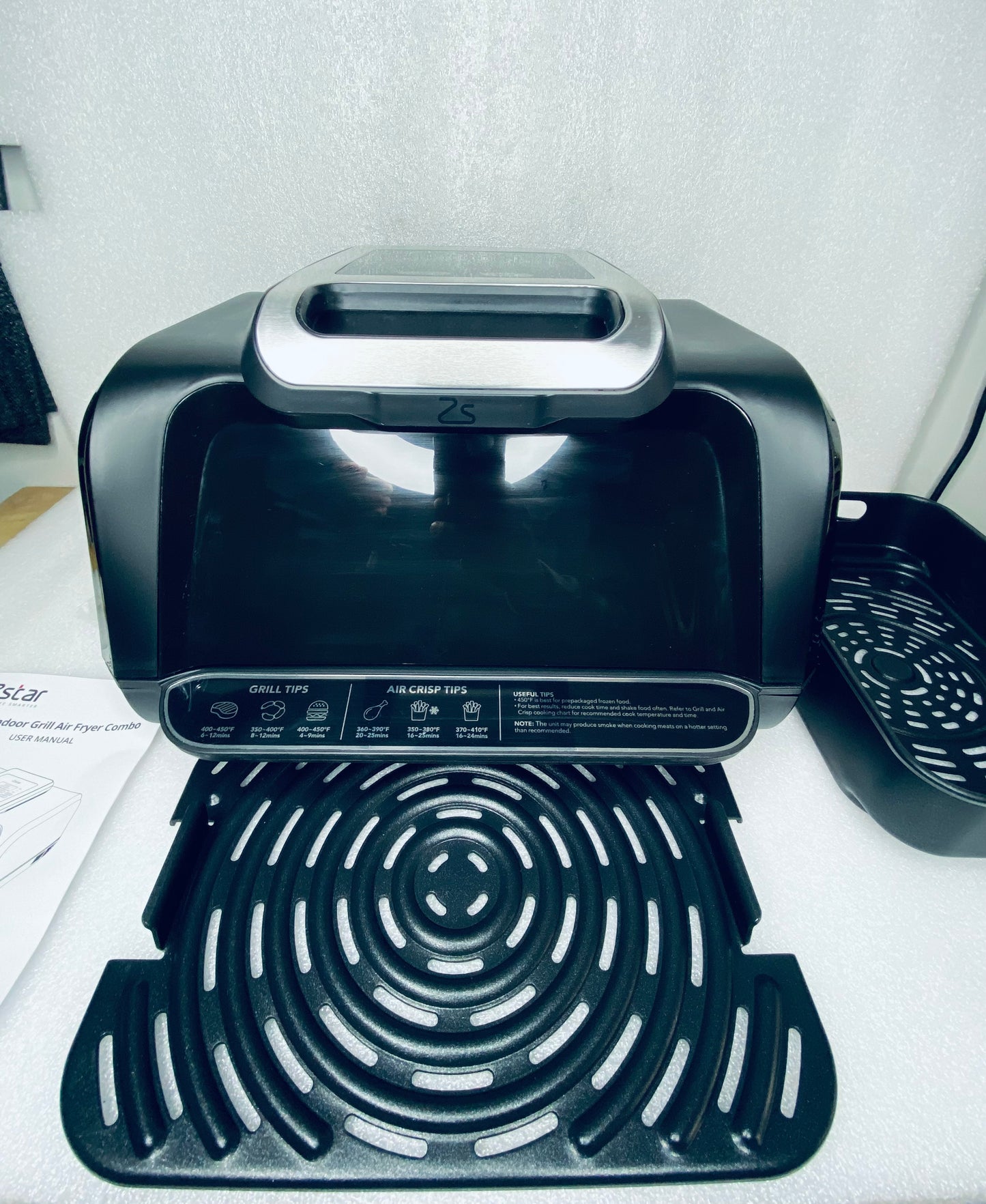 New Other Zstar 7-in-1 Indoor Air Fryer Grill Combo, GZ01, Black With Tongs
