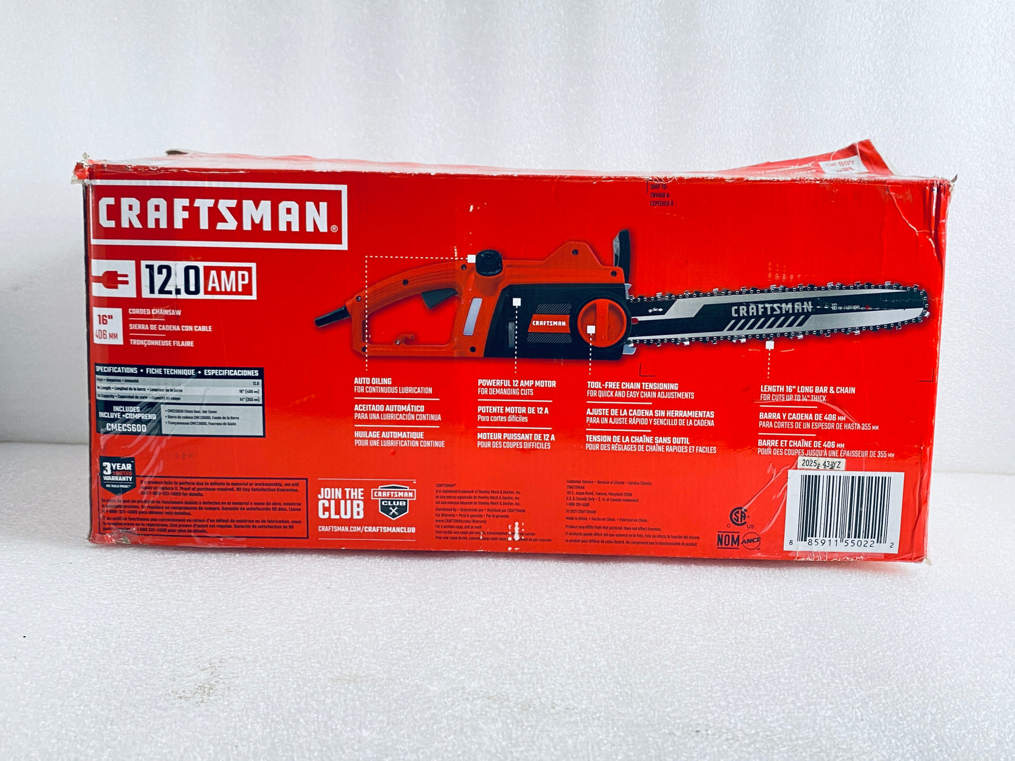New Other CRAFTSMAN 16" 12 Amp Electric Corded Chainsaw, Red/Black