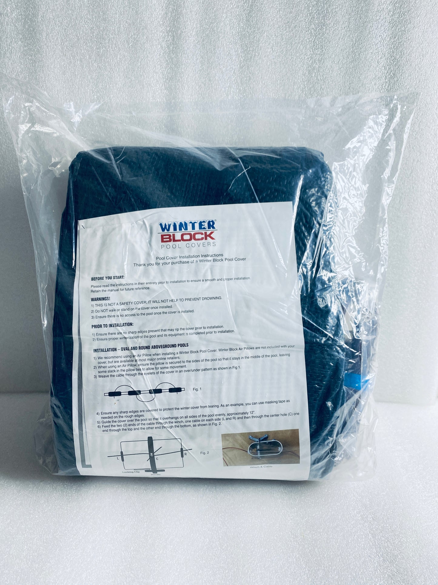 new open box - winter block 24 ft. round blue above-ground winter pool cover