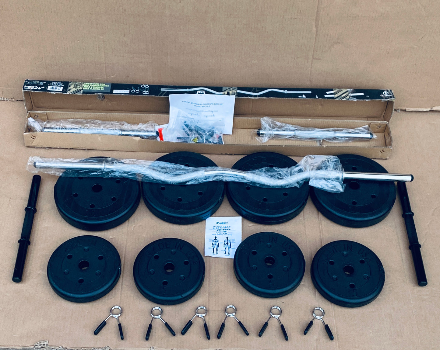 New Other (4) 10lb., (4) 5 lb. Weights, (4) Dumbbell Bars & (1) Curl Bar