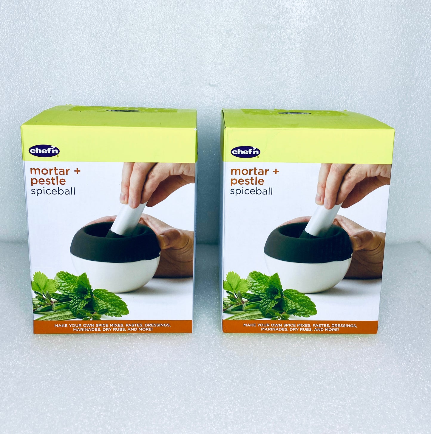 Lot Of 2 - New Chef'n Mortar + Pestle Spiceball, White/Anthracite