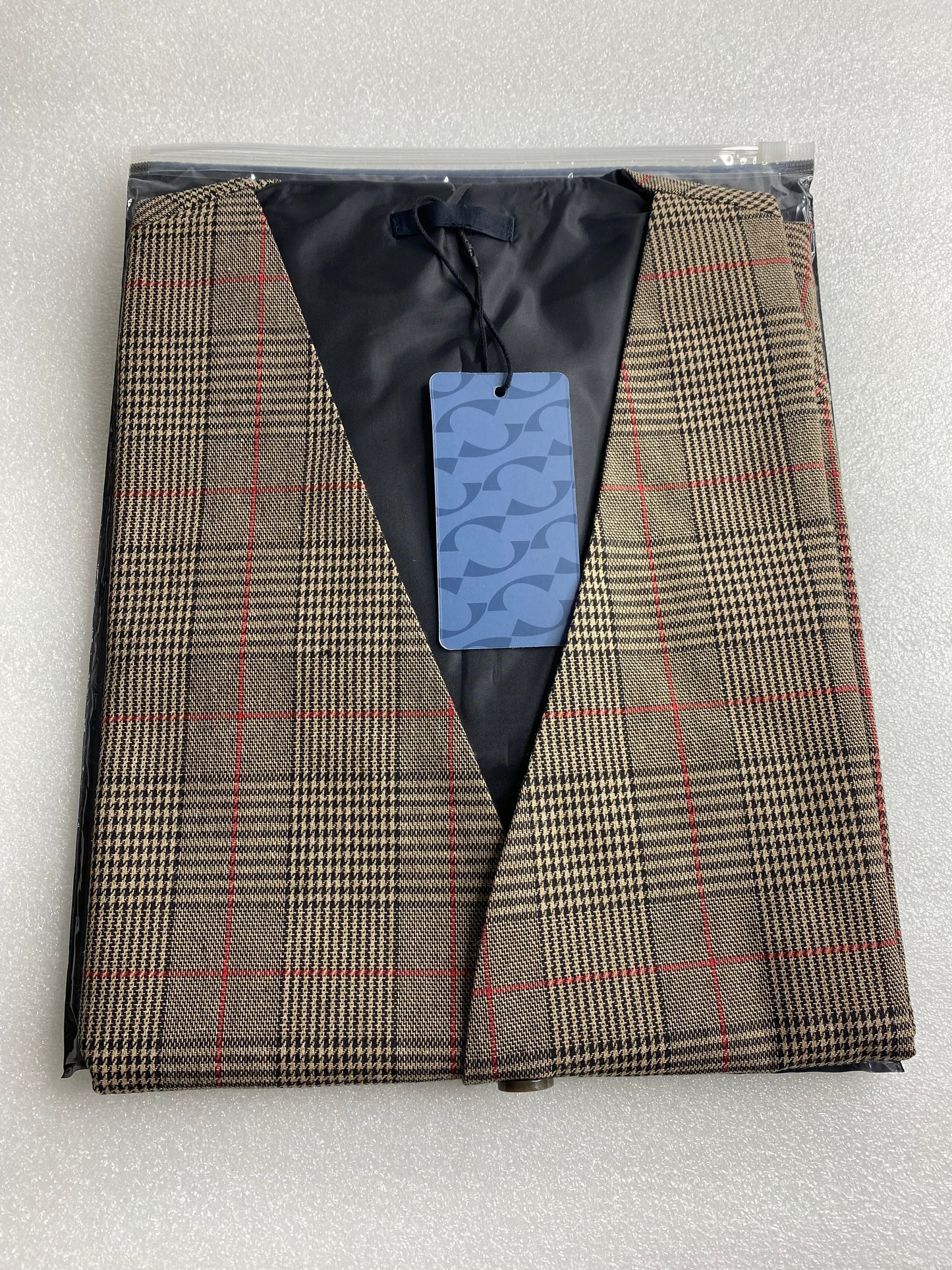 New Cloudstyle Men's Vintage Suit Vest Plaid Tweed Casual Waistcoat Marron 2XL