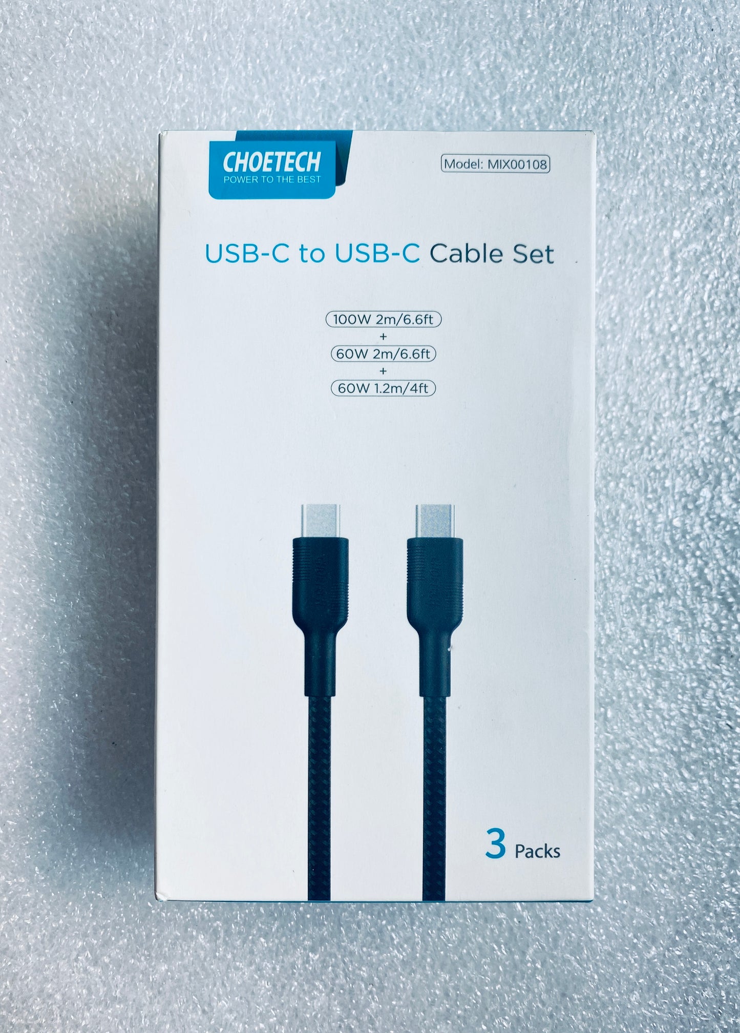 New Other Choetech USB-C To USB-C (1) 100W & (1) 60W 6.6’ & (1) 60W 4’ Cable Set
