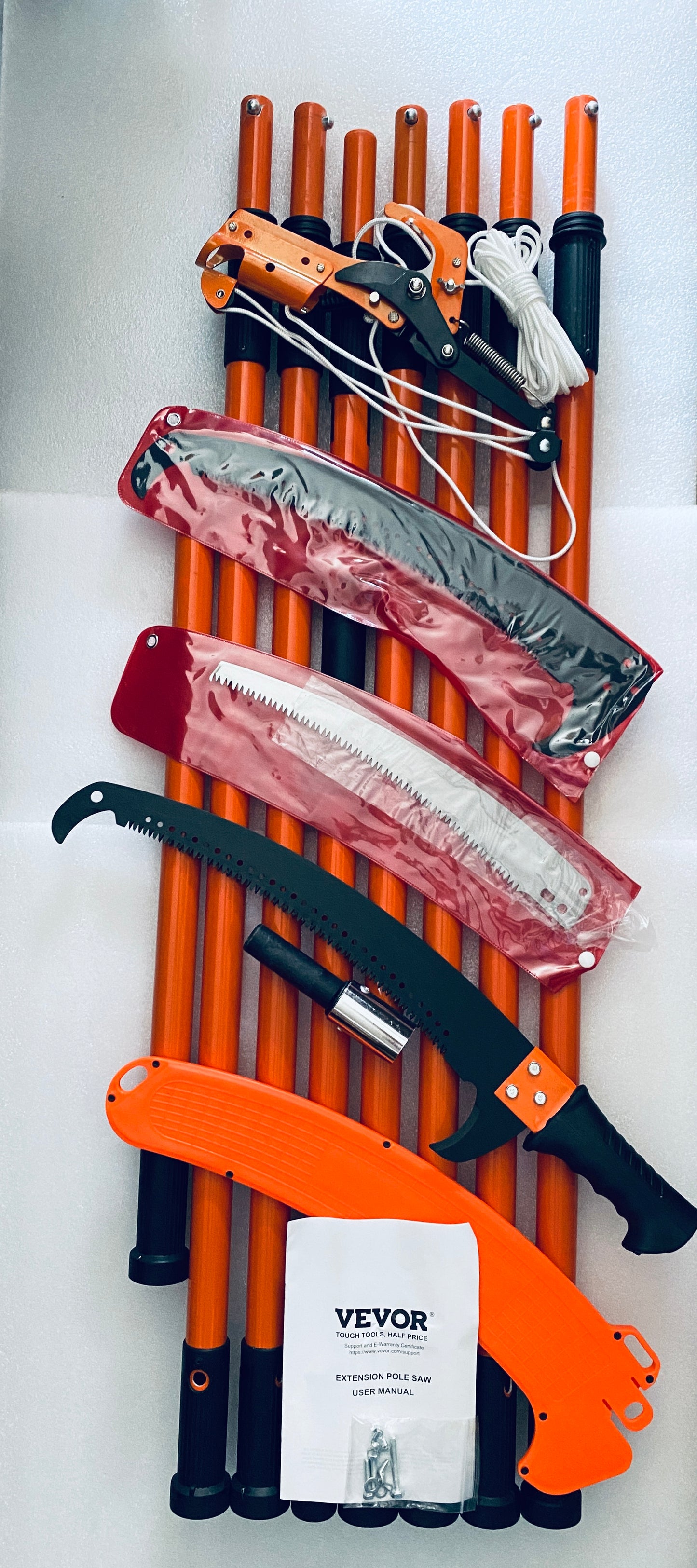New Other VEVOR 7.3-27 ft Extendable Tree Pruner/Manual Pole Saw, Orange/Black