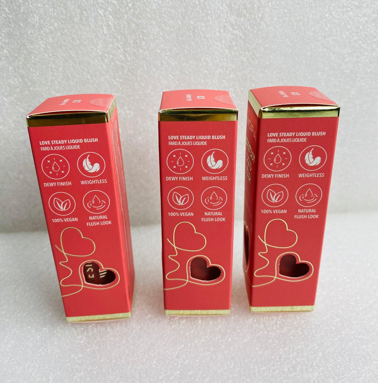 Lot Of 3 - New Moira Love Steady Liquid Blush Radiant Finish 03, 0.17 oz. Each