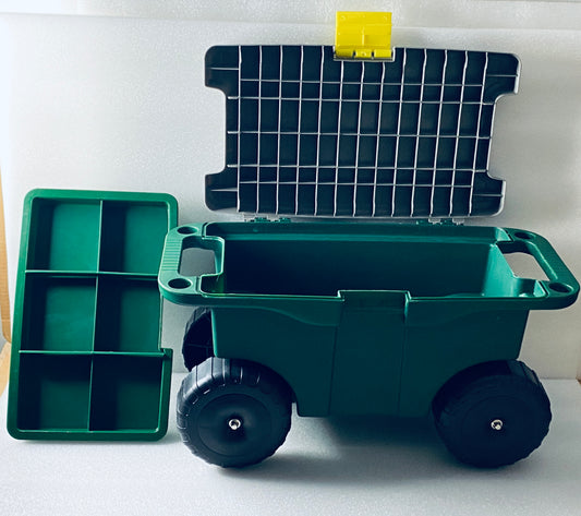 New Other Pure Garden 20in. Plastic Garden Storage Cart And Scooter, Green/Grey