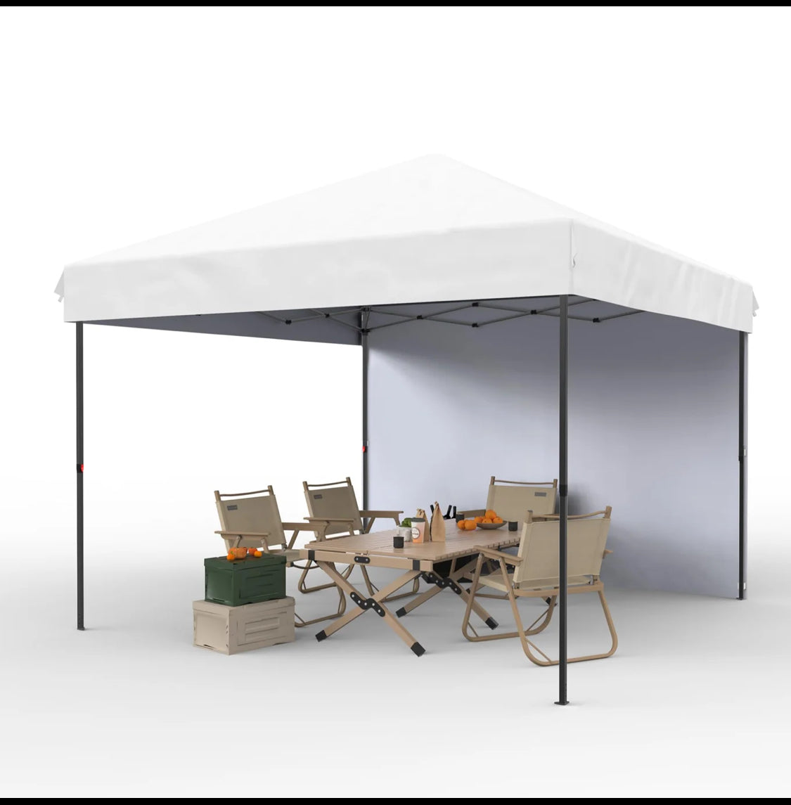 New Other Garvee 10'x10' Pop-Up Canopy Tent With Sidewall, Stakes & Ropes White