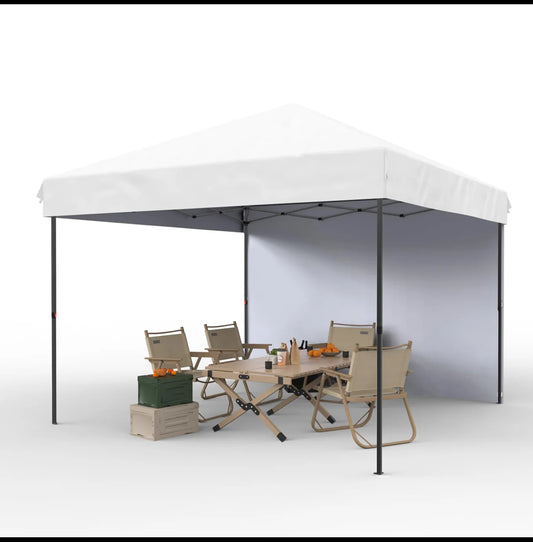 New Other Garvee 10'x10' Pop-Up Canopy Tent With Sidewall, Stakes & Ropes White