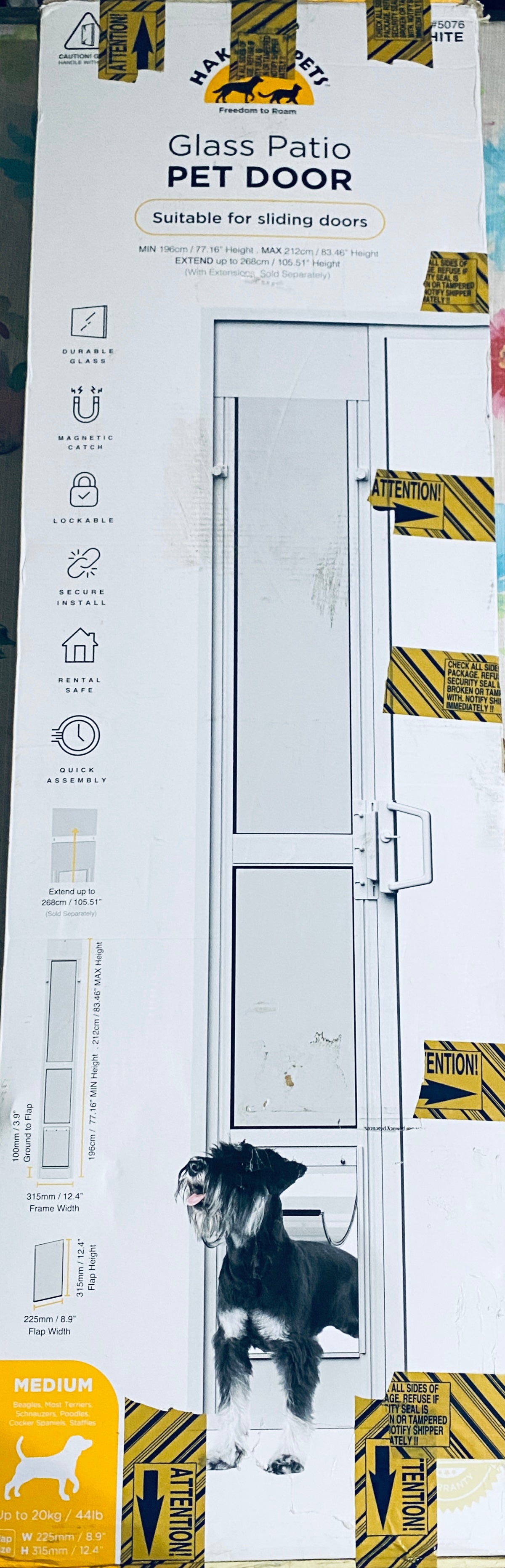 New Other Hakuna Pets Medium White Glass Patio Pet Door With 12.4” x 8.9” Flap