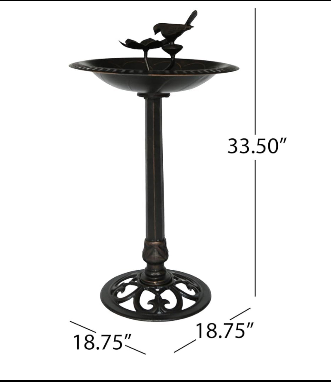 New Other Christopher Knight Home Anessa Aluminum & Iron Bird Bath, Shiny Copper