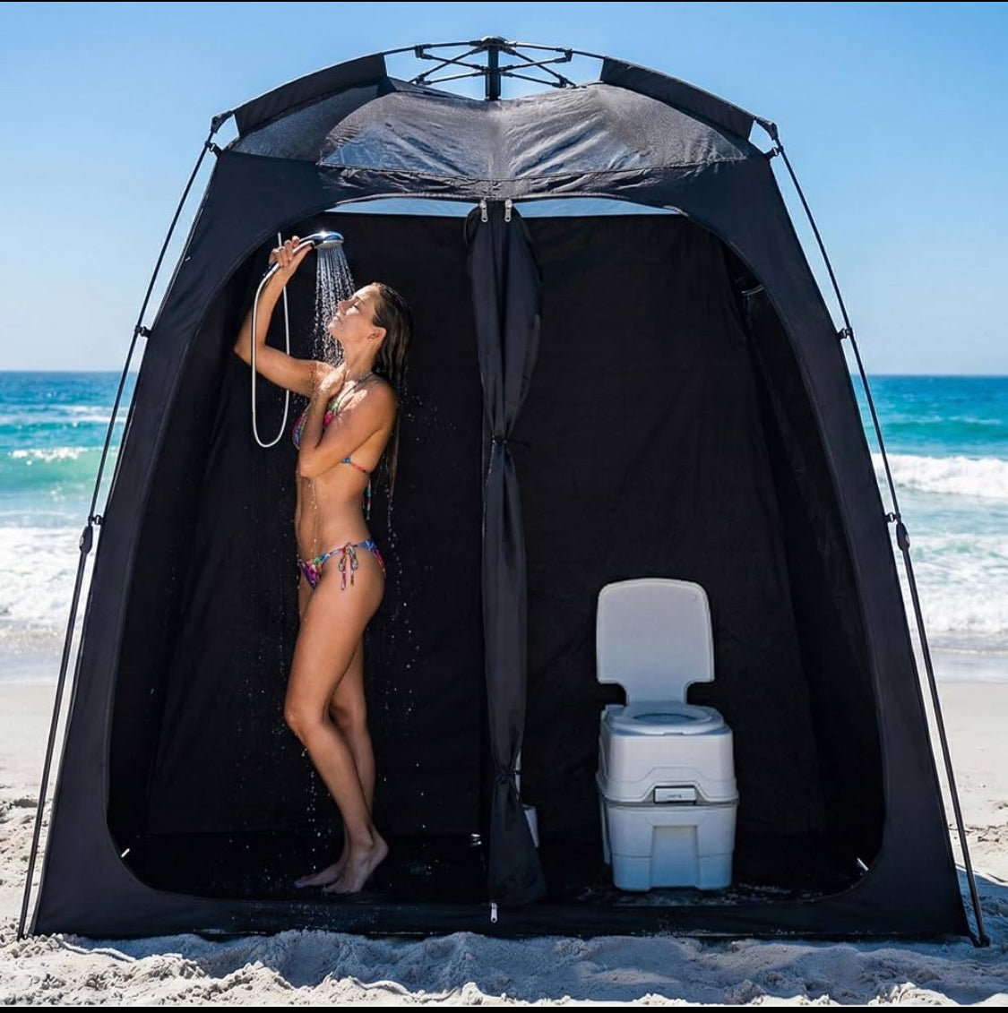 Like New EighteenTek Two Room Pop Up Shower/Changing Room Tent For Outdoors