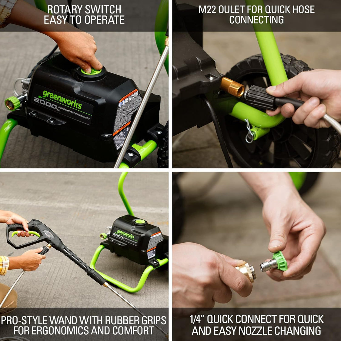 New Other Greenworks 2000 PSI (1.2 GPM Max) Rollable Electric Power Washer