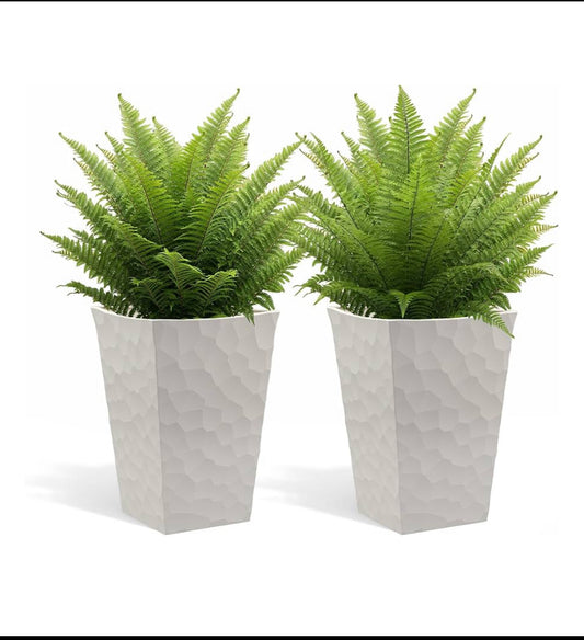Set Of 2 - New Other Keter 26.4” Tall Stone Outdoor Flower Pots With Stone‑Look