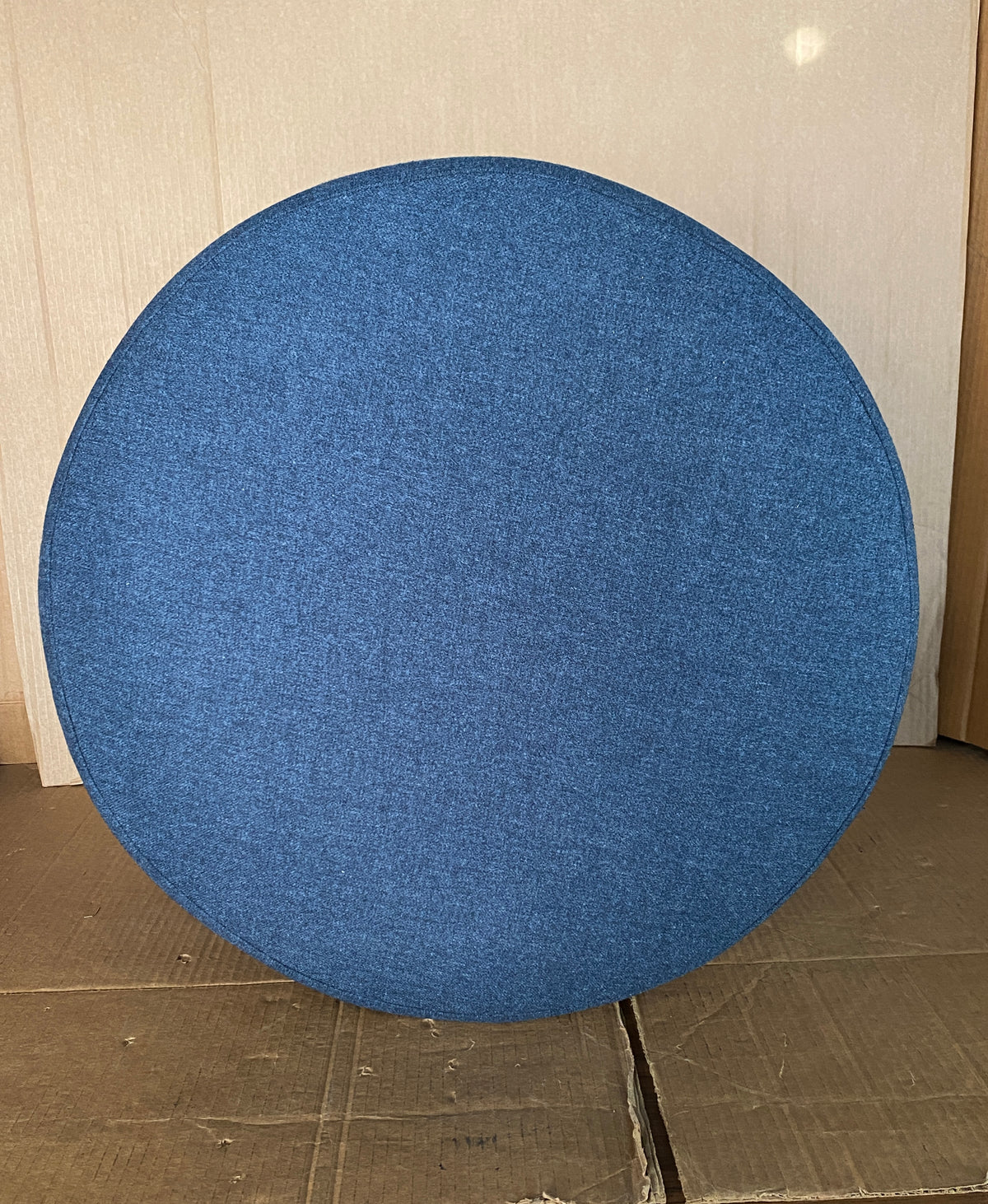 New Other HomePop Blue Woven Fabric Wood Base Drift Ottoman