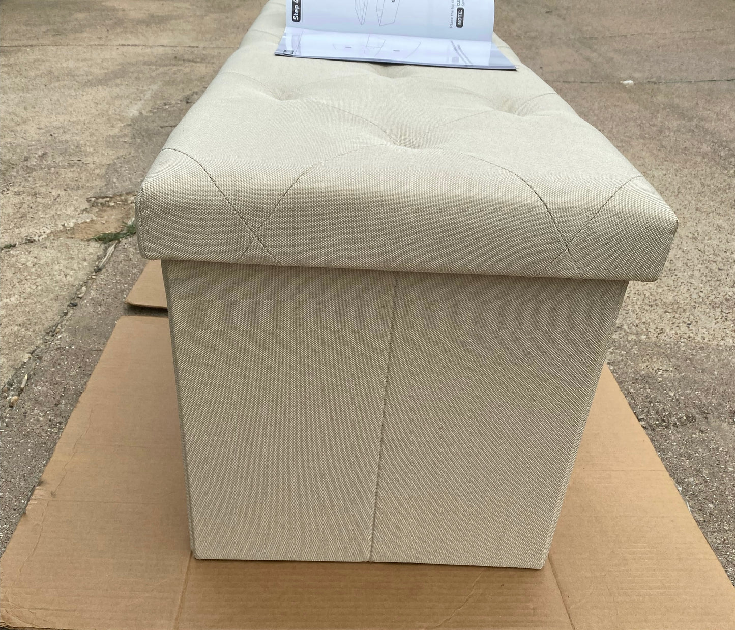 New Open Box NEWBULIG 43” Folding Storage Ottoman Bench, Beige