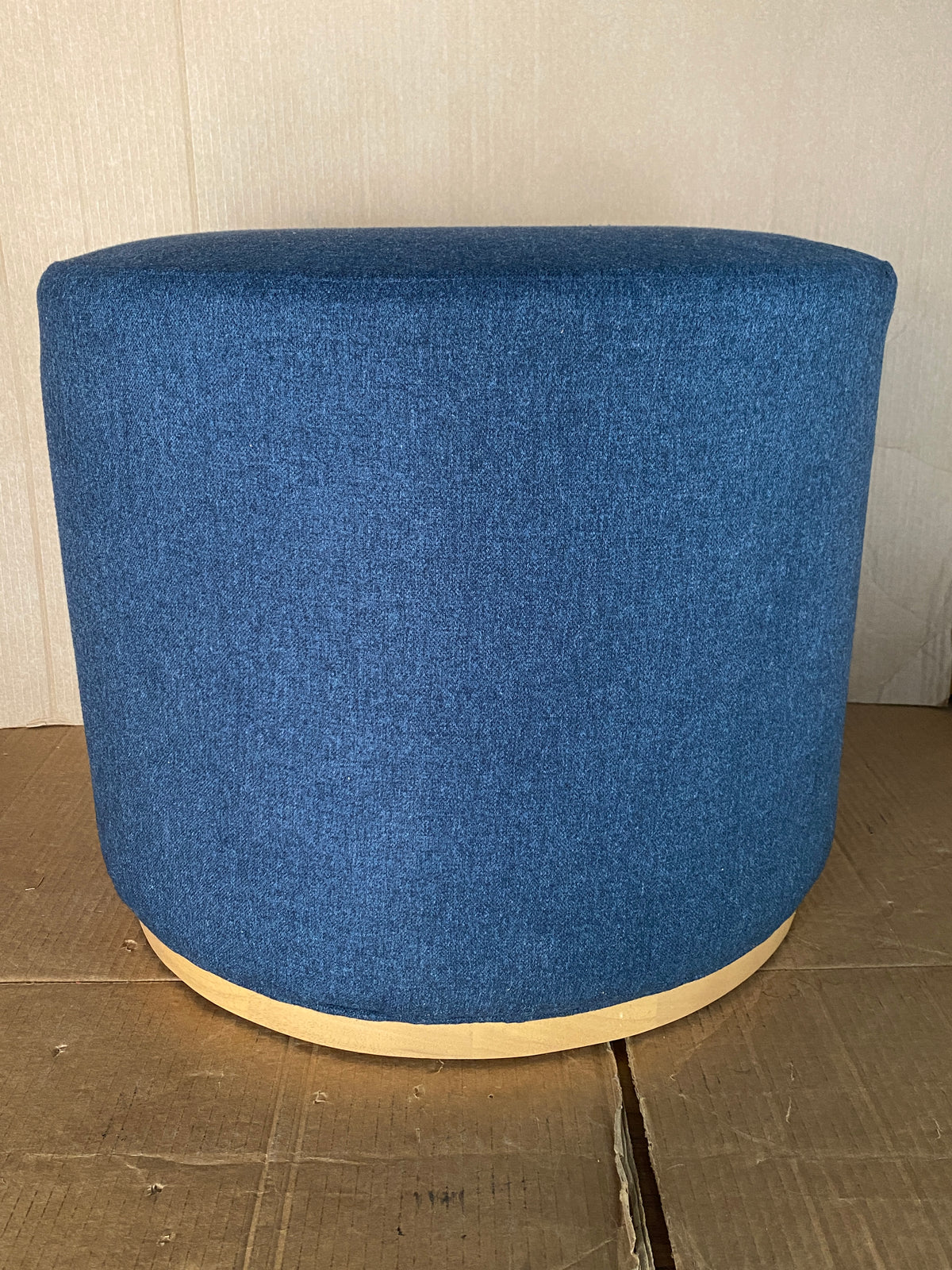 New Other HomePop Blue Woven Fabric Wood Base Drift Ottoman